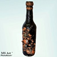 Декоративна бутилка #mixedmedia! Ръчна изработка!, снимка 2 - Декорация за дома - 32441556