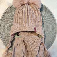 Зимен комплект шапка, шал и ръкавички 1-4г., снимка 6 - Шапки, шалове и ръкавици - 43309858