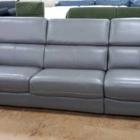 Голям сив кожен диван с функция сън "Clarence", снимка 7 - Дивани и мека мебел - 40279263