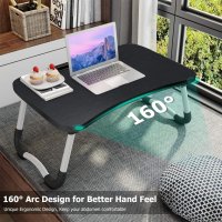 Сгъваема маса за лаптоп за легло със слот за таблет за сърфиране, работа, закуска, черен, снимка 5 - Маси - 43490200