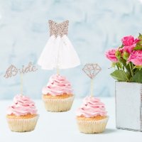 Bride to be 4 бр диамант рокля корона картонени топери за мъфини и торта Моминско парти декор топер , снимка 1 - Други - 37086283