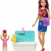 Барби Скипър кукли детегледачка комплект за баня и тоалетна кукла Barbie Skipper, снимка 3 - Кукли - 29068696