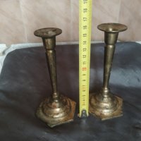 два бронзови свещника, снимка 3 - Антикварни и старинни предмети - 32507445