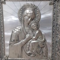 Интересна метална икона Богородица религия, снимка 2 - Антикварни и старинни предмети - 43383055