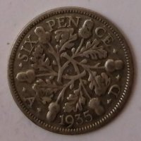 Великобритания 6 пенса 1935 с93, снимка 1 - Нумизматика и бонистика - 35179863
