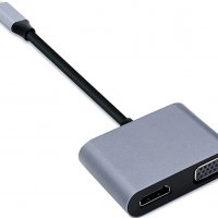 USB C към HDMI VGA адаптер - USB C сплитер - 4K HDMI 1080p VGA, снимка 2 - Други - 39897317