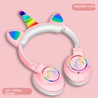 Вълшебни Bluetooth слушалки ЕДНОРОГ с цветни светещи LED ушички МЕ-6, снимка 2 - Безжични слушалки - 43168283
