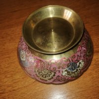 Продавам индийска месингова купа, клетъчен емайл,#537, снимка 3 - Декорация за дома - 43802316