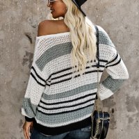 Разпродажба! Дамски пуловер на райе, снимка 2 - Блузи с дълъг ръкав и пуловери - 39697608