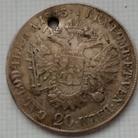 Сребърна монета 20 кройцера 1843 Е, снимка 1 - Нумизматика и бонистика - 40685395