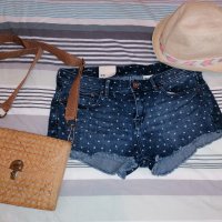 Къси H&M Деним панталонки + подарък шапка и чанта, снимка 1 - Къси панталони и бермуди - 28638771