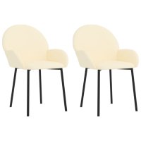 Tрапезни столове, 2 бр, кремави, изкуствена кожа, снимка 1 - Столове - 43236723