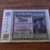 Райх банкнота - Германия - 5000 марки / 1922 година - 23612, снимка 1 - Нумизматика и бонистика - 33373416