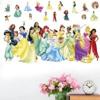 Всички Дисни принцеси прави голям самозалепващ стикер лепенка за стена мебел детска стая, снимка 1 - Други - 43759125