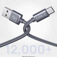 JSAUX USB A 3.0 към USB-C кабел за бързо зареждане, найлонова оплетка, 100 см, снимка 5 - USB кабели - 40126410