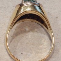 Златен пръстен с брилянти и топаз-злато 14 к., снимка 6 - Пръстени - 43553662