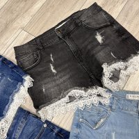 Дамски дънкови къси панталони с дантела / сиви / черни / сини AMISU NEW YORKER, снимка 4 - Къси панталони и бермуди - 38978103