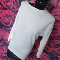 Бяло-черна зимна туника от плетиво и кожа С/М, снимка 3 - Блузи с дълъг ръкав и пуловери - 38913506