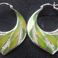 Висящи сребърни обеци с цветен емайл - ROBERTO BRAVO 935, снимка 2 - Обеци - 43183674