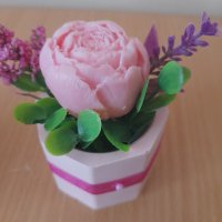 Кашпа с цвете от сапун, снимка 4 - Ръчно изработени сувенири - 37404009