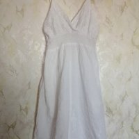 Дамска бяла лятна рокля с бродерия цветя и листа в бял цвят р-р M, снимка 5 - Рокли - 43062691