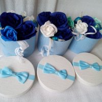 Налични кутии с рози и бонбони в синьо, снимка 2 - Декорация за дома - 33144367