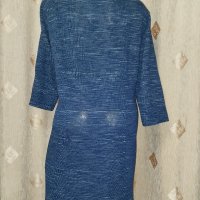 48 Тъмно синя рокля меланш с черни пайети , снимка 5 - Рокли - 43706610