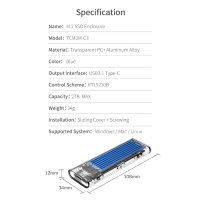 Orico Storage Case M.2 NVMe/SATA M/B key USB-C 10Gbps TCM2-C3-BL, снимка 18 - Други - 43058785