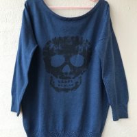 Пуловер с череп - L, снимка 2 - Блузи с дълъг ръкав и пуловери - 27665295