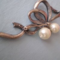 дизаинерска  красива  сребърна брошка перли и циркони, снимка 11 - Антикварни и старинни предмети - 36875288