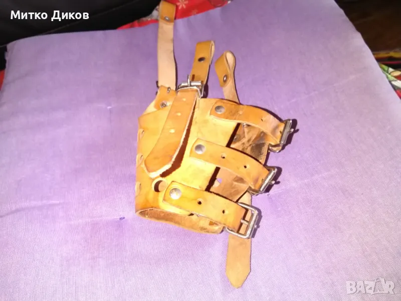 Намордник за Куче нов дебела Естествена кожа Кафяв Средни породи Регулируем-тройно закопчаване, снимка 1