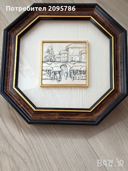 италианска сребърна картина , снимка 1