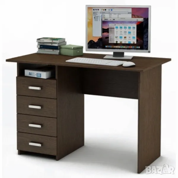 Бюро с 4 чекмеджета - цвят венге, снимка 1