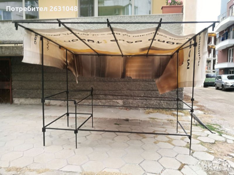 пазарска метална маса с сгъваема покрив, снимка 1