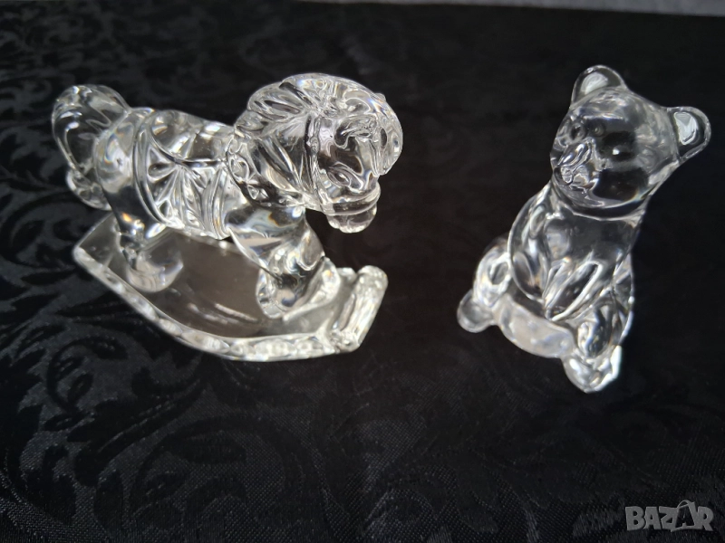 Фигурки Мече И Люлеещо конче Оловен кристал , снимка 1