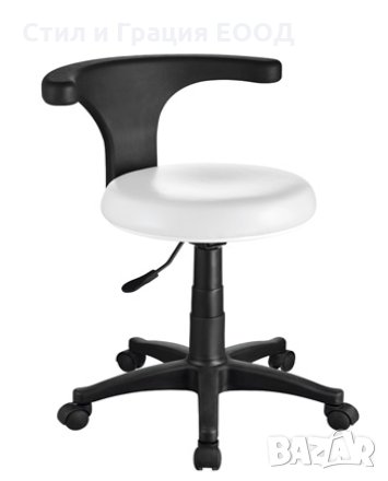 Козметичен стол - табуретка за педикюр Ergo 44/54 см - бяла/сива/зелена, снимка 1