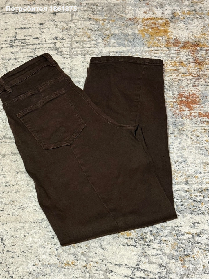 Кафеви дамски дънки тип балон, снимка 1