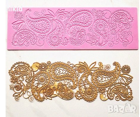 Разпръснати капковидни широка дантела борд силиконов молд форма за украса торта с фондан гъмпейст, снимка 1