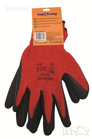 РЪКАВИЦИ ЧЕРВЕНО ТРИКО / ЧЕРЕН ЛАТЕКС TS,Код: 540138, снимка 1