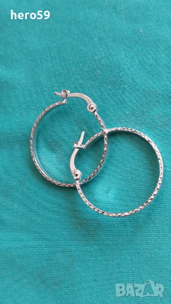 Дамски златни 18 каратови обеци,бяло злато 18к , снимка 1