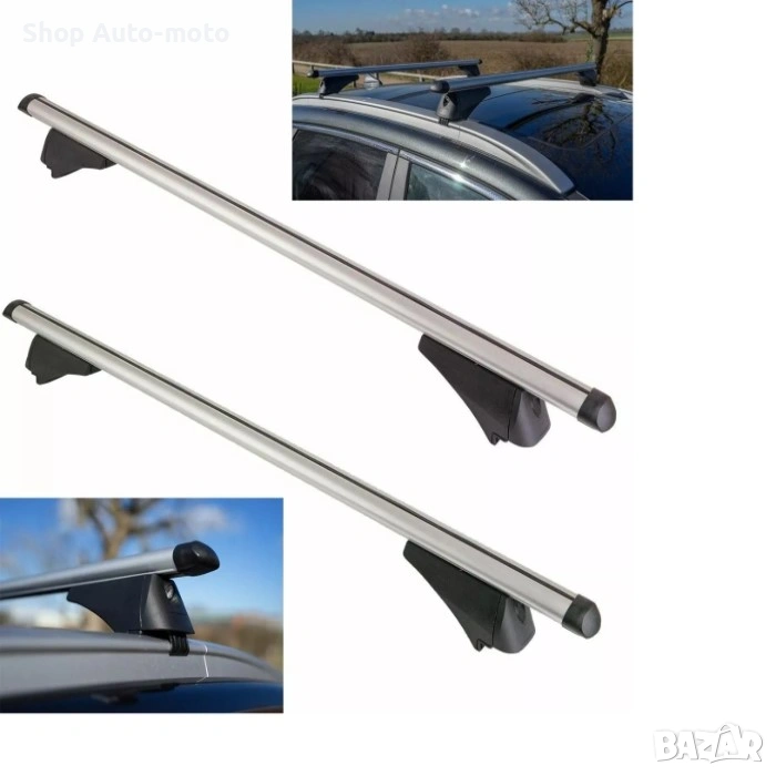 Алуминиеви греди за багажник Automat-Flush Rails, с ключалки, 120см, 90кг, хром, снимка 1
