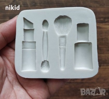 Козметика червило четка шише силиконов молд форма за украса торта с фондан шоколад, снимка 1