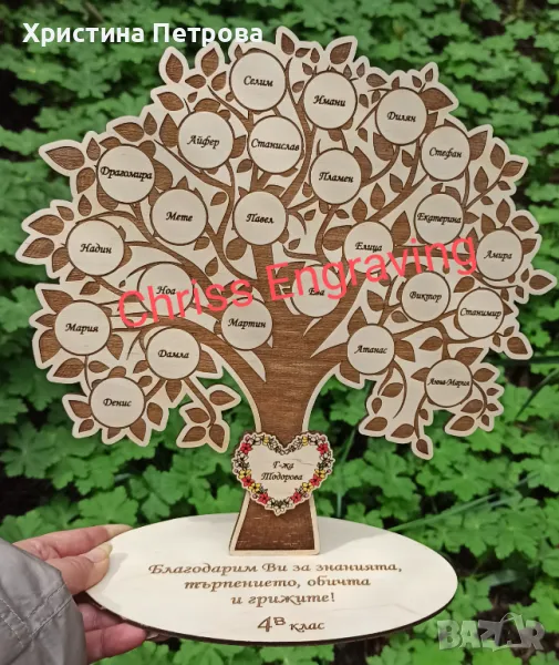 Подарък за учител- дърво с имената на децата, снимка 1