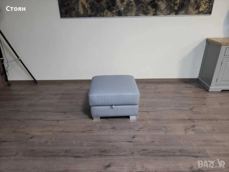 Сива кожена табуретка с функция ракла, снимка 1