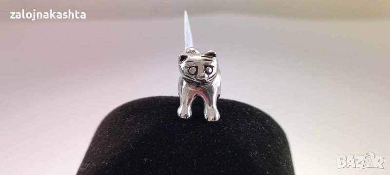 Сребърна талисман за гривна коте-2,75гр/925, снимка 1