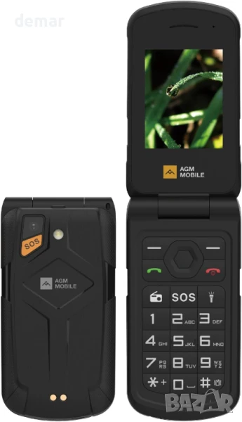 AGM M10 Здрав базов сгъваем телефон 4G, SOS бутон, 2 батерии, докинг, снимка 1