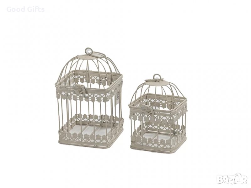 2 броя Метален кафез за декорация Flowers Бял Браш, снимка 1