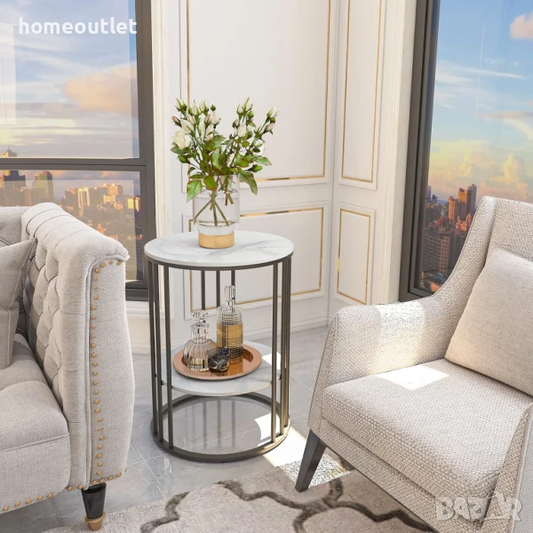 Масичка за кафе WISFOR със синтерован камък JJ-XZ218-BK, снимка 1