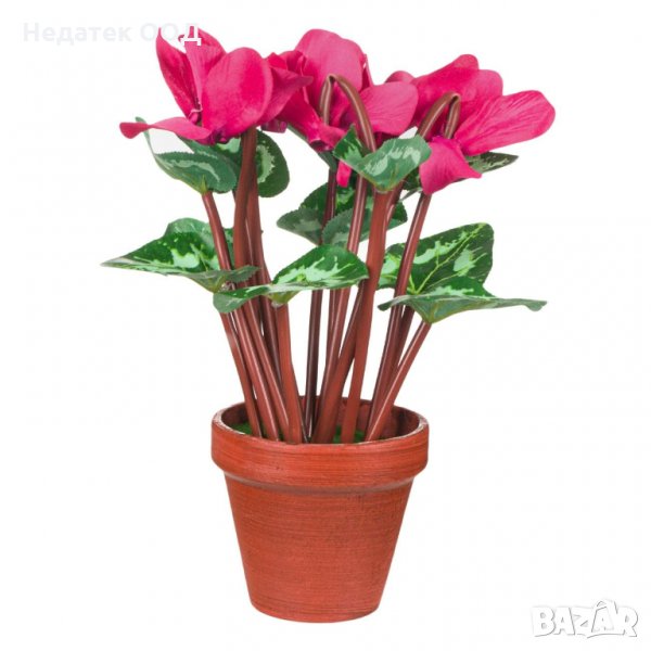 Изкуствена декоративна циклама в саксия, 28 см, розова, снимка 1