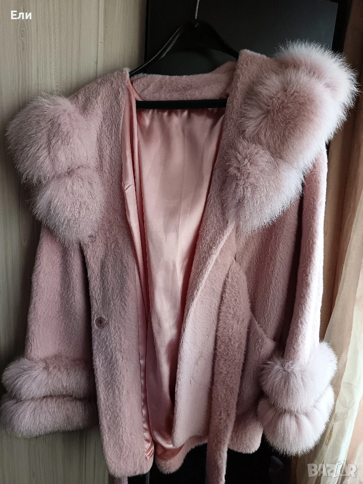 Палто алпака с лисица естествен косъм , снимка 1